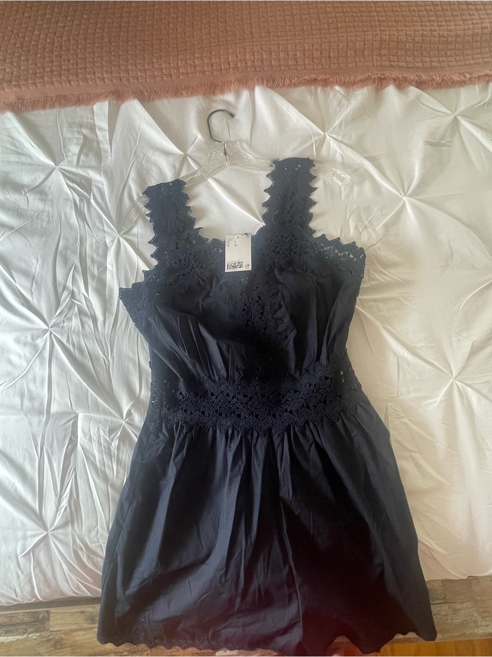 Women's Navy Lace-Trim Romper